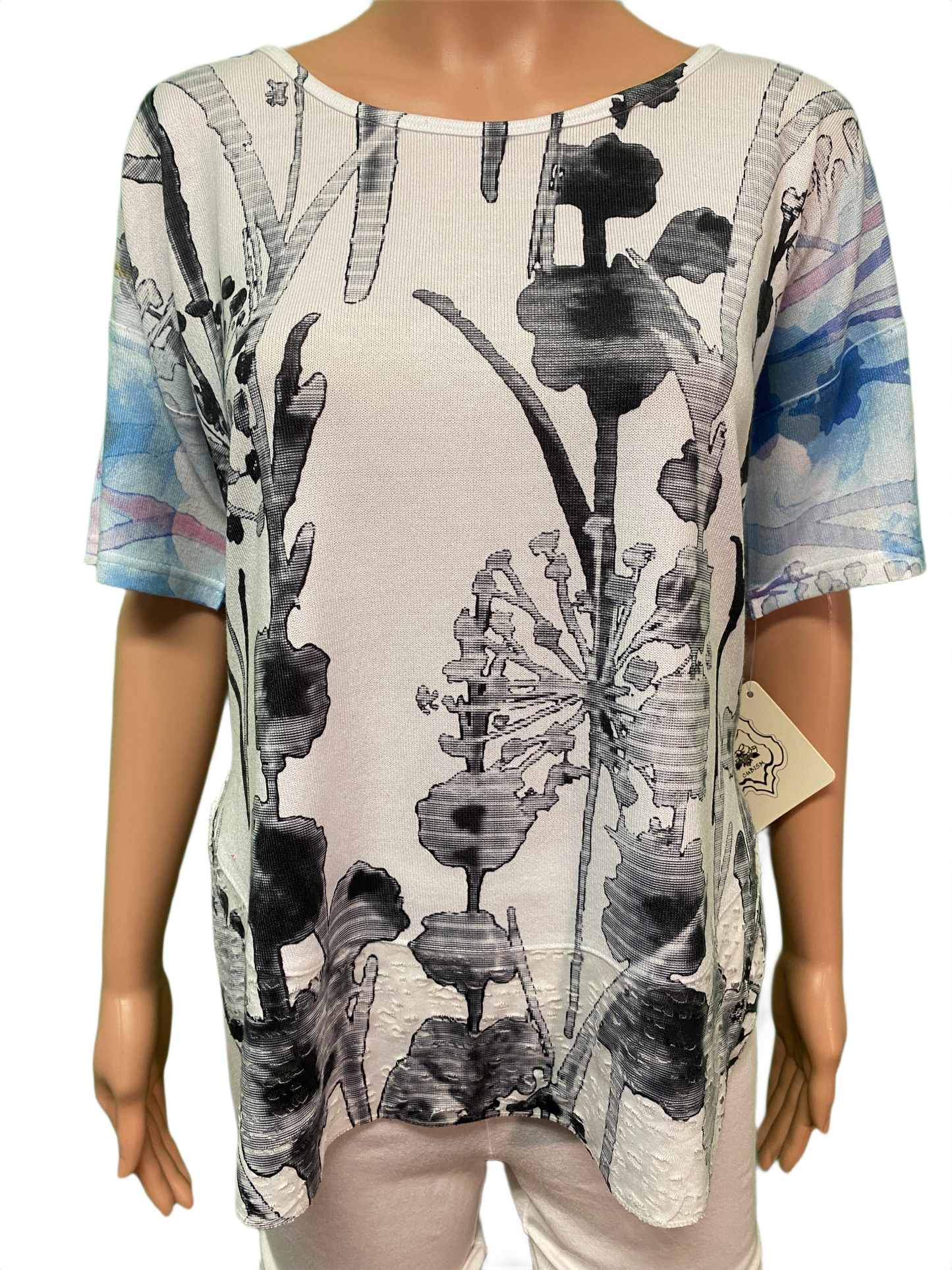 * Floral Shortsleeve Hi-Low - Cubism Top