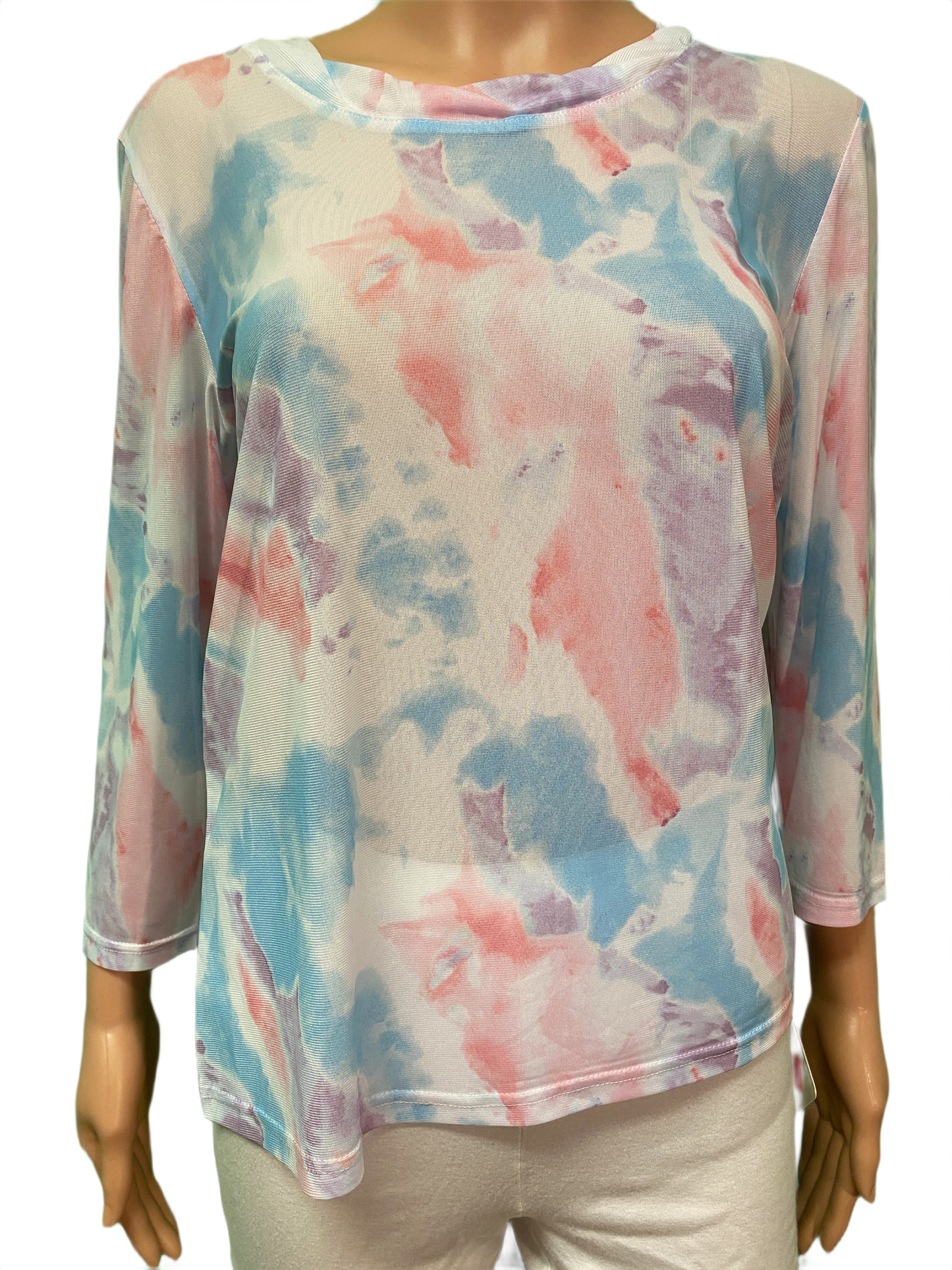 * Twisted Neck Mesh w/ Tank - Cubism Top