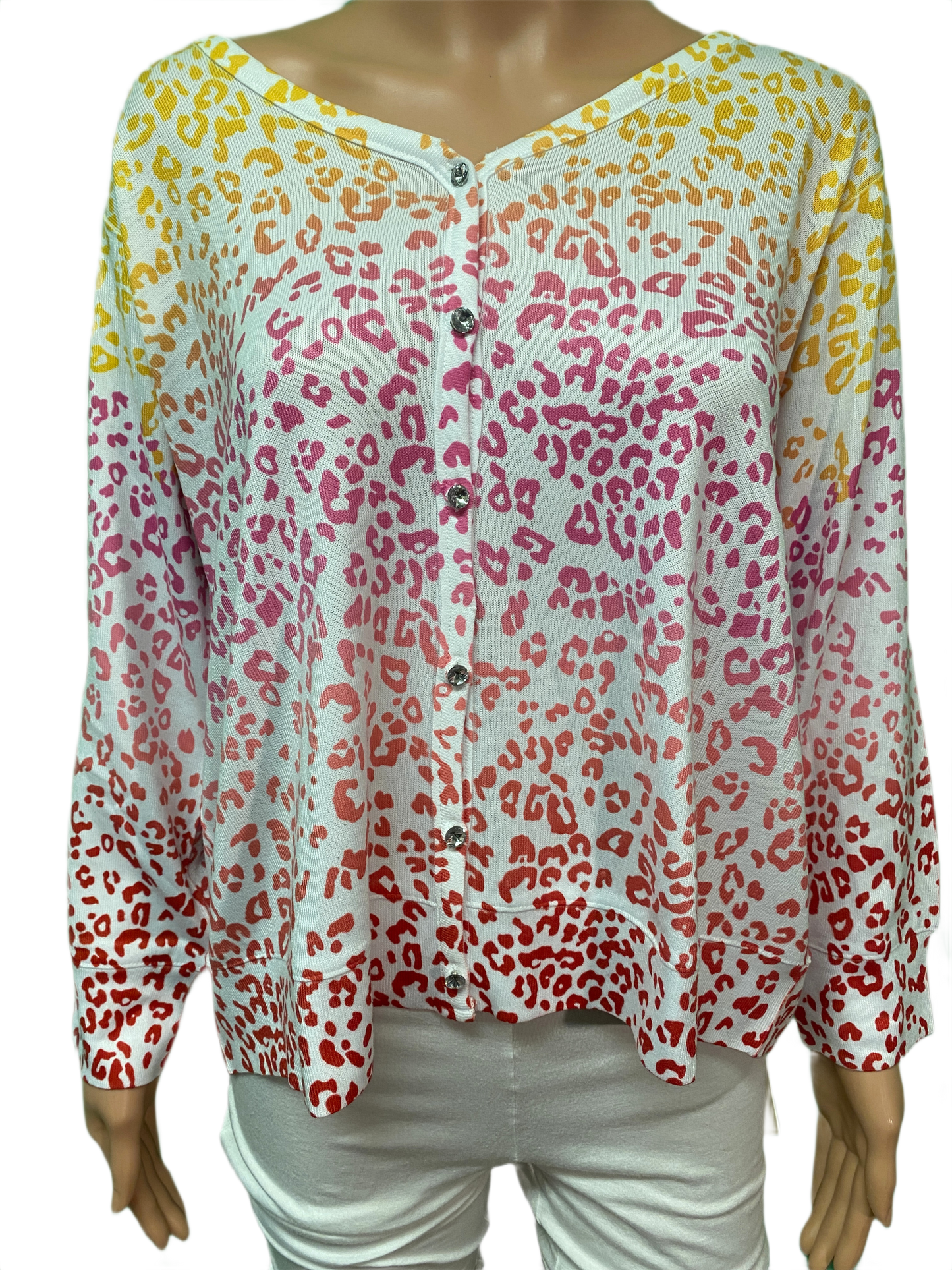 * Leopard Crystal Button - Cubism Cardigan
