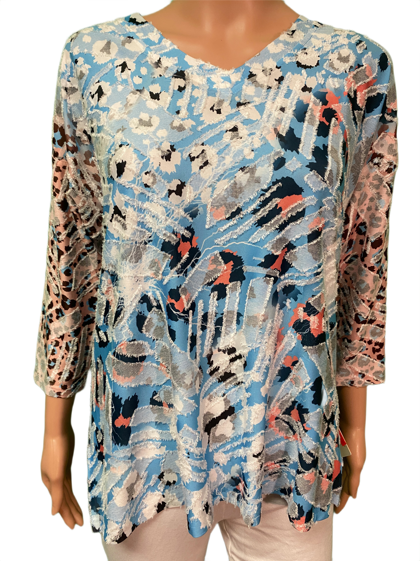 * Textured Cheetah V-Neck - Cubism Top