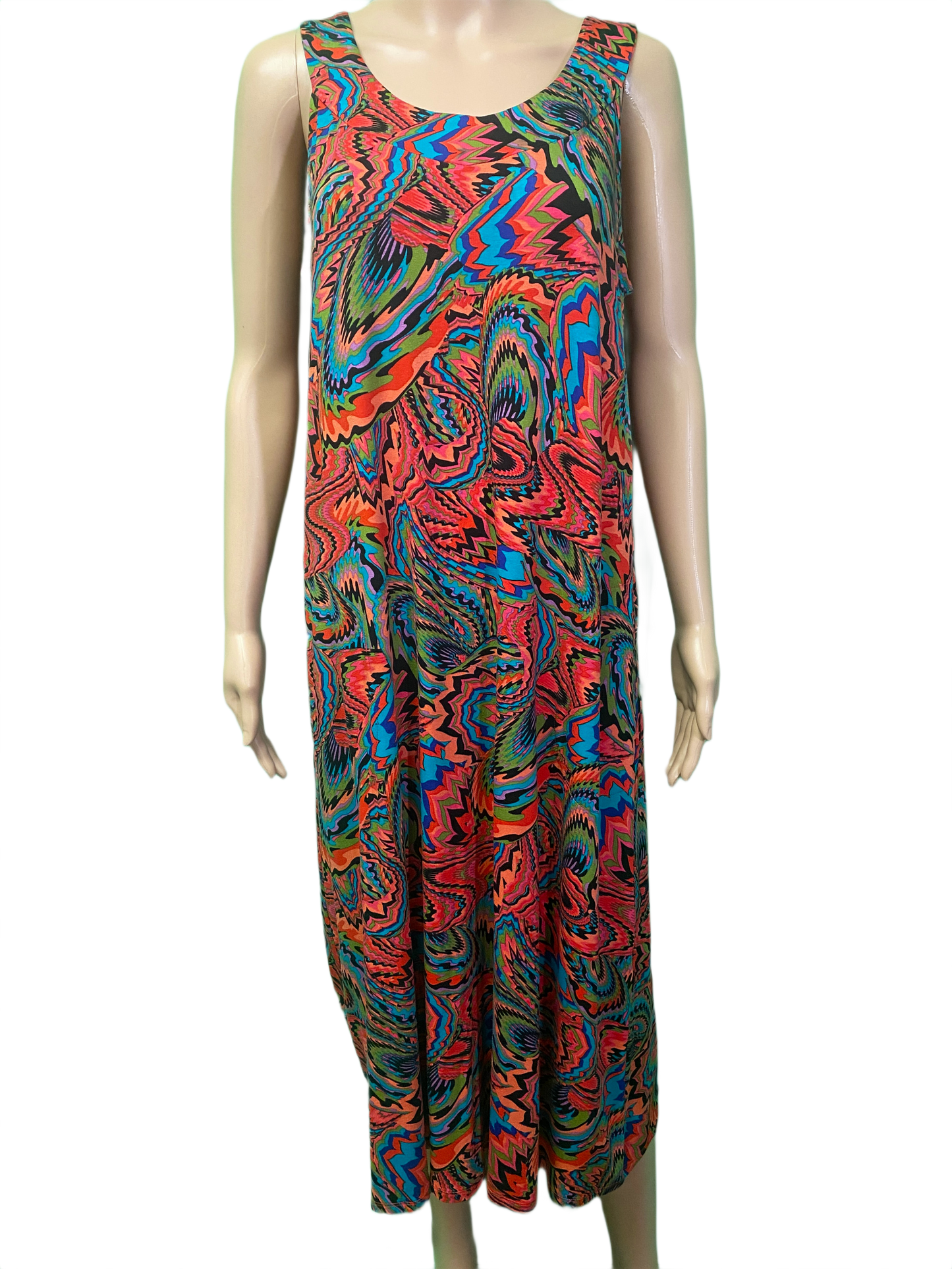 Abstract Scoop Neck Tank Dress - Pure Essence Dress