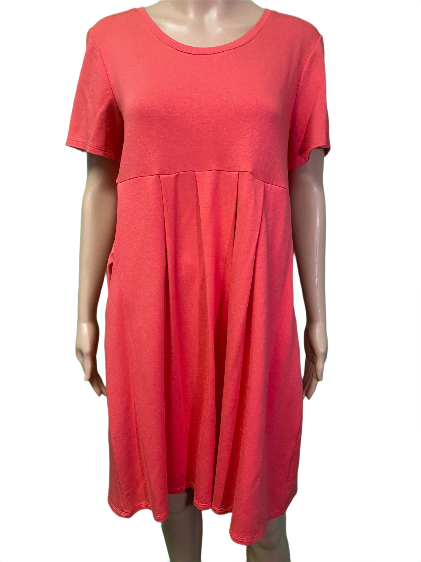 * Shortsleeve Pleated w/Pockets - Pure Essence Dress
