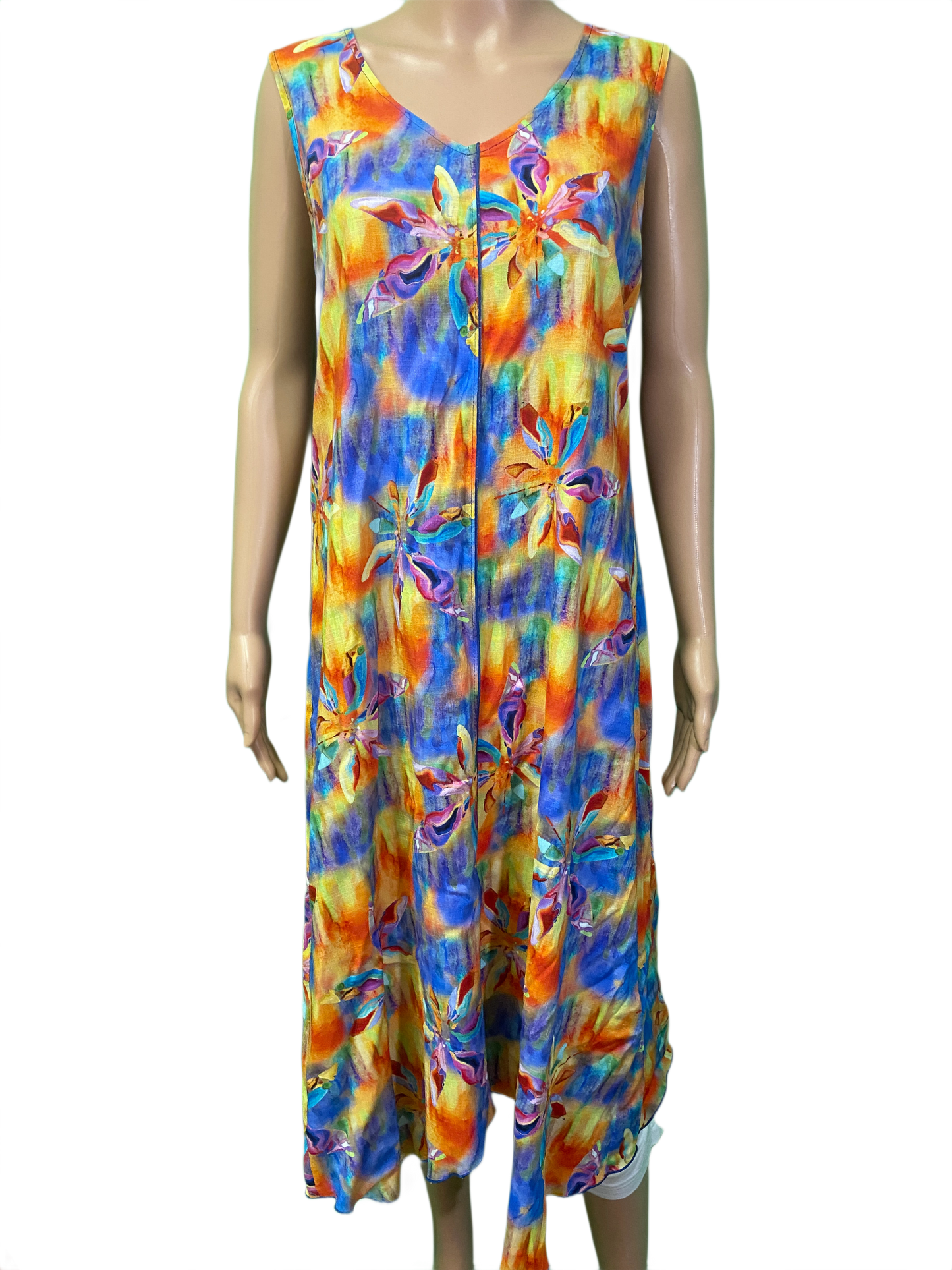 * Floral Tank Dress w/Asymmetrical Hem - Pure Essence Dress