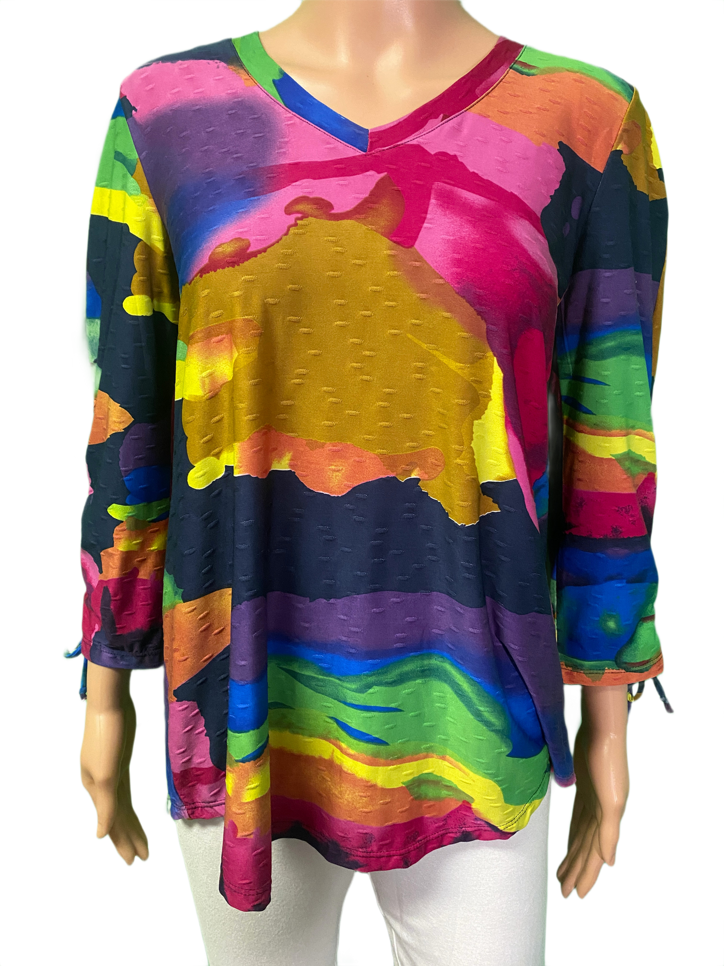 Bright Print Scrunch Sleeve - Pure Essence Top