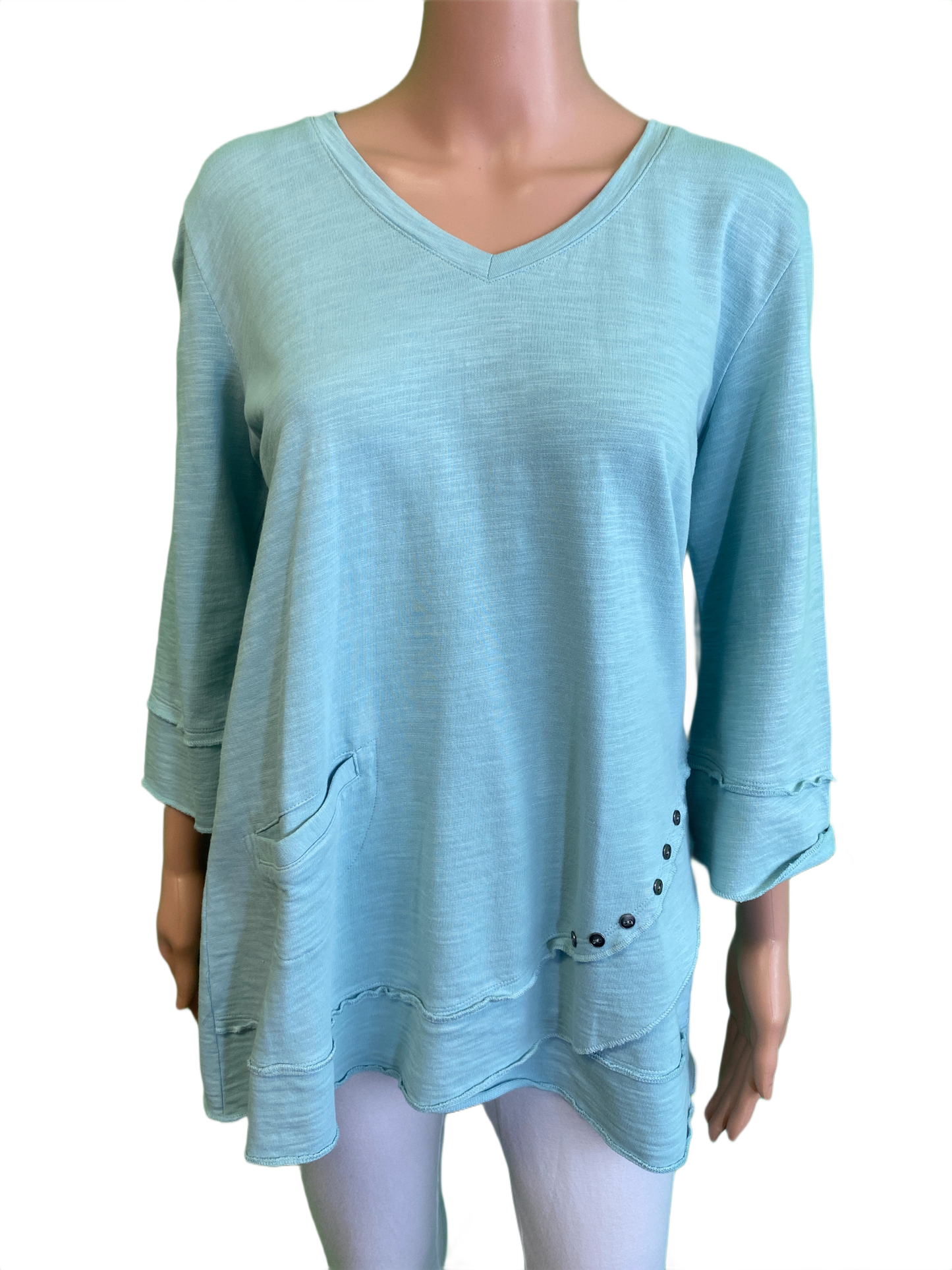 FT 3/4 Sleeve Side-Button - Wild Palms Top