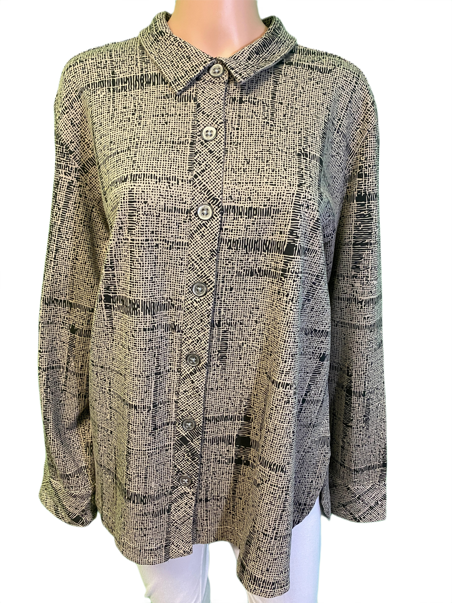 Longsleeve Windowpane Button Shirt - Wild Palms Top