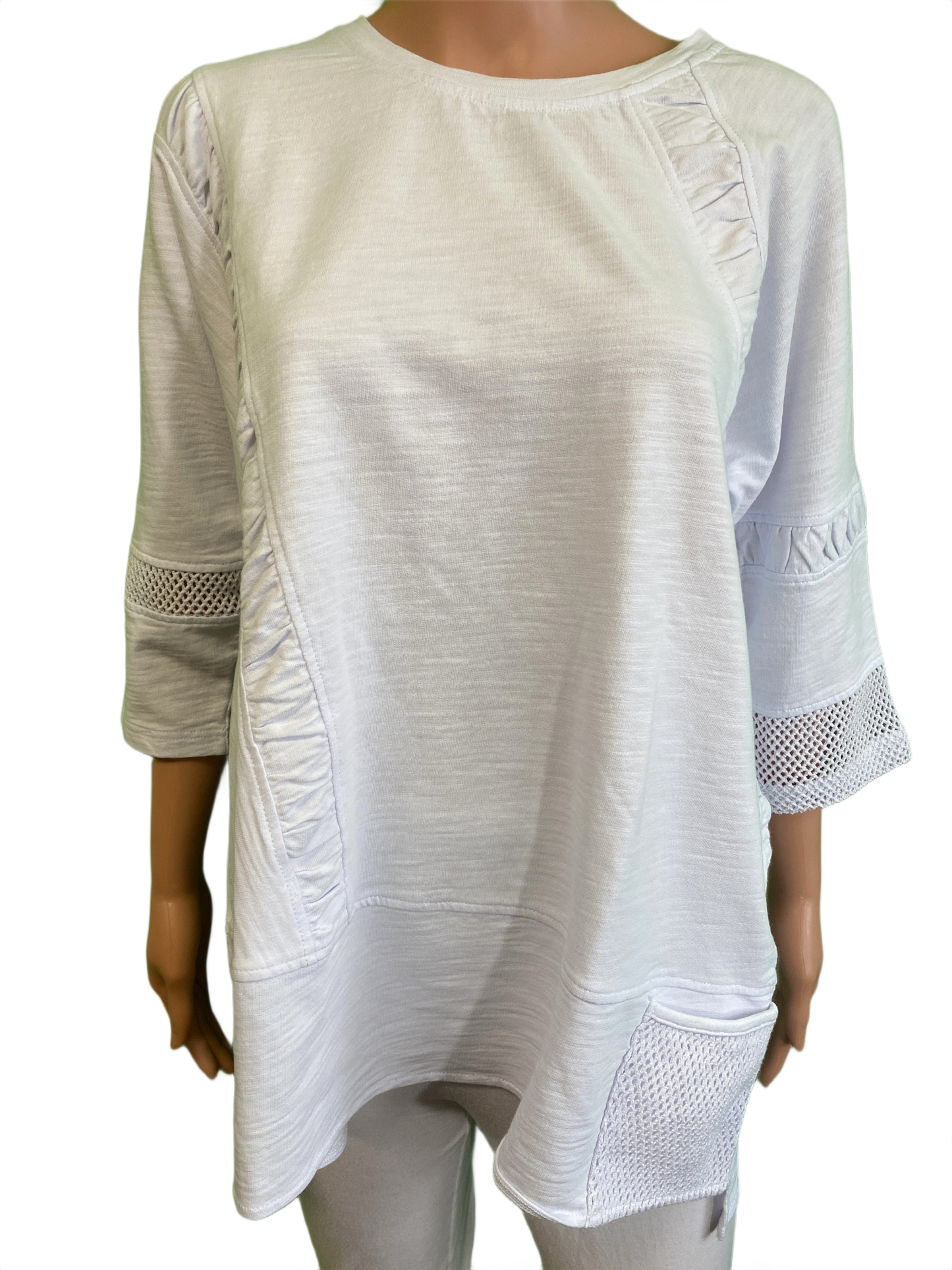 * Mesh Trimmed Crew - Wild Palms Top