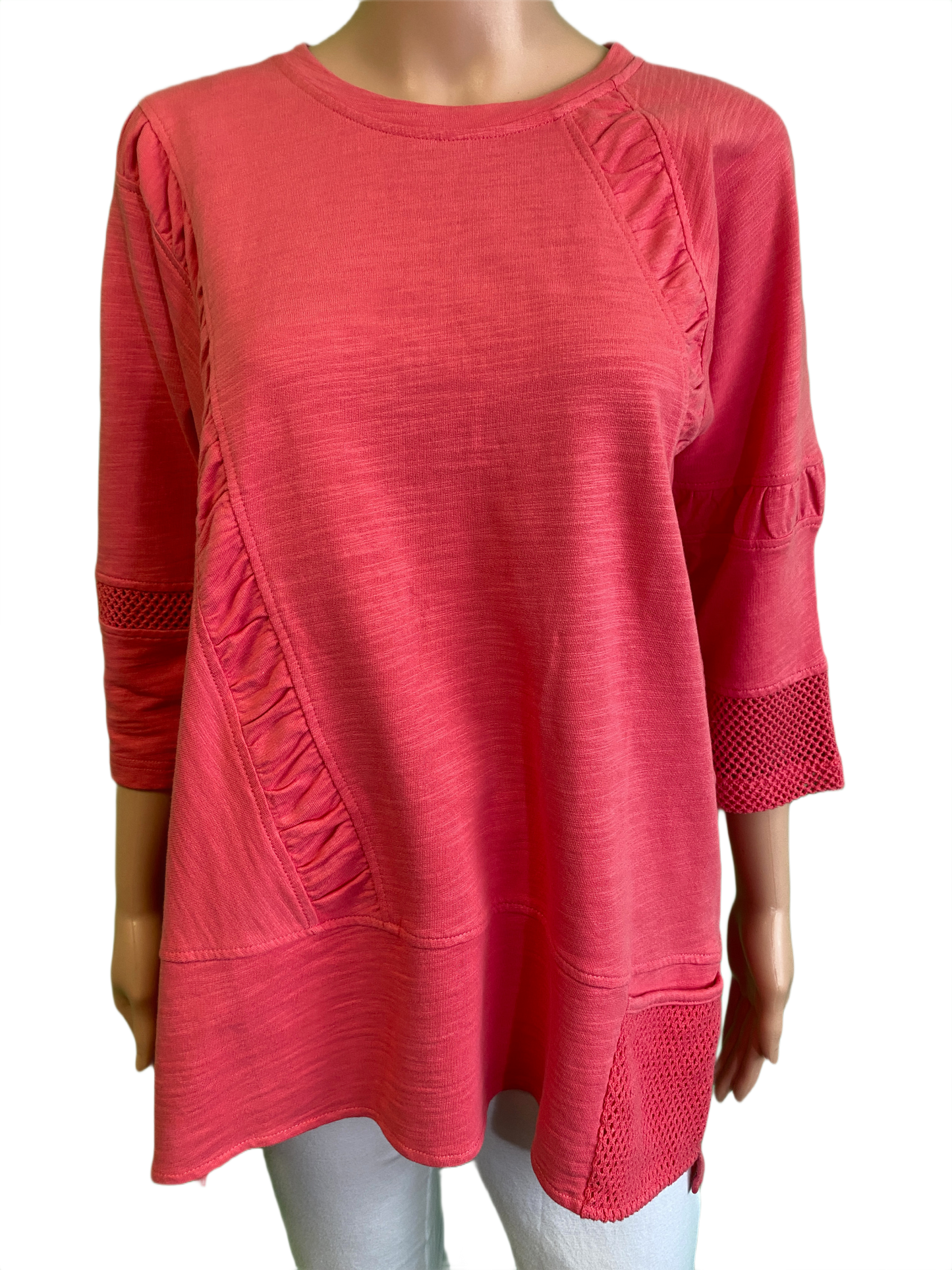 * Mesh Trimmed Crew - Wild Palms Top