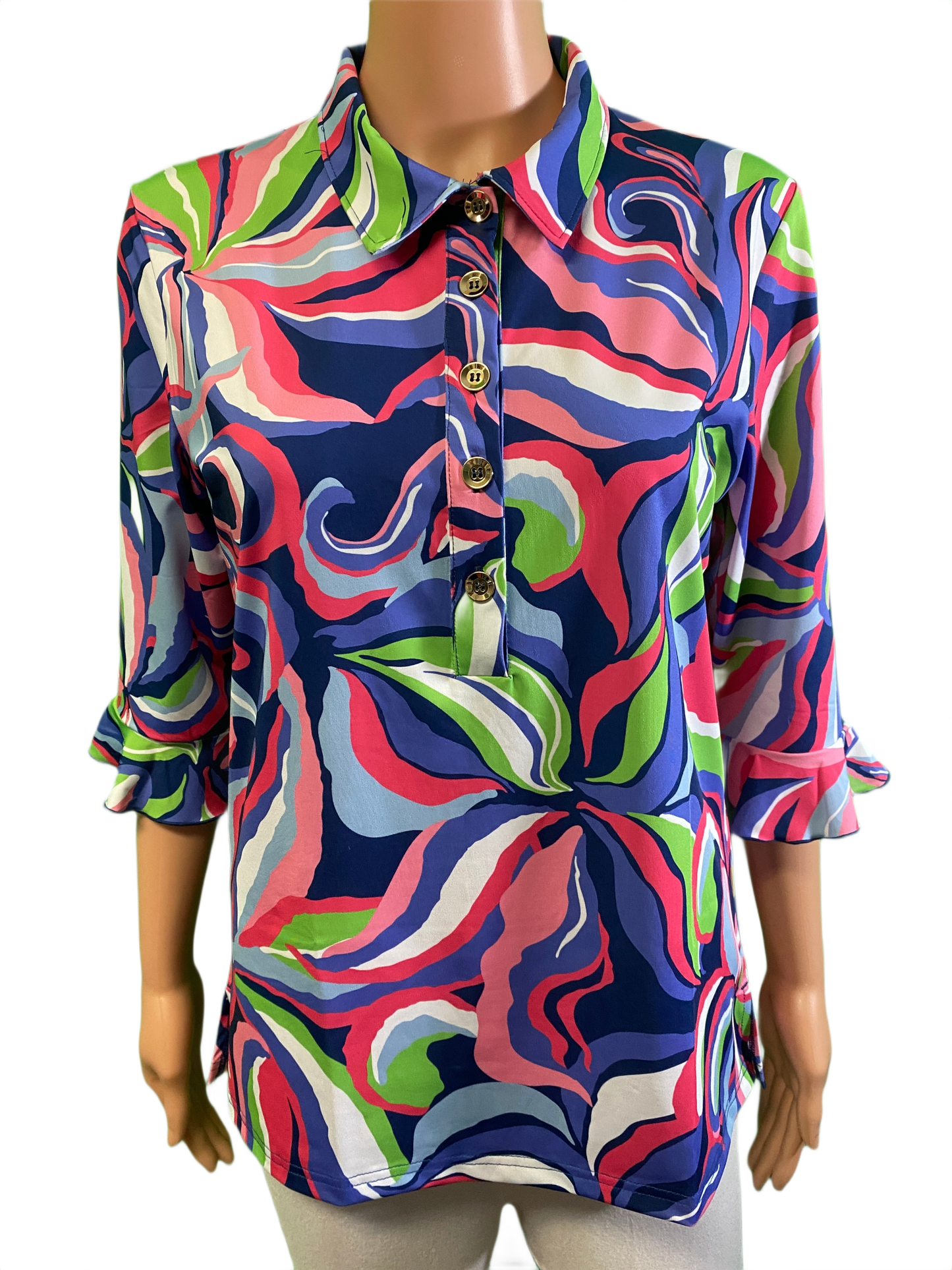 * Mira Flounce Slv Polo - Ana Clare Top