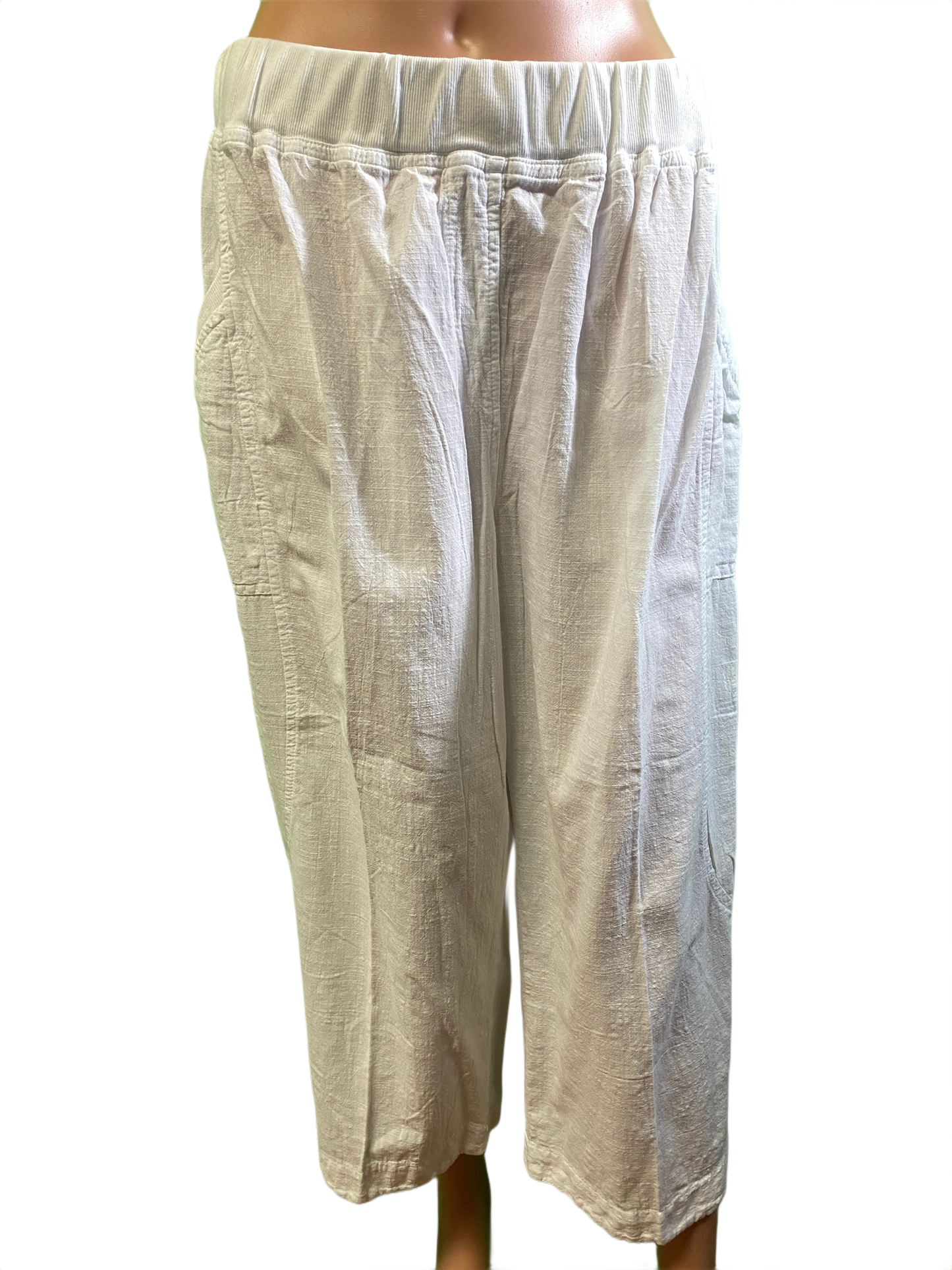* Two-Pocket w/ Stretch Waistband - Sea Breeze Capri