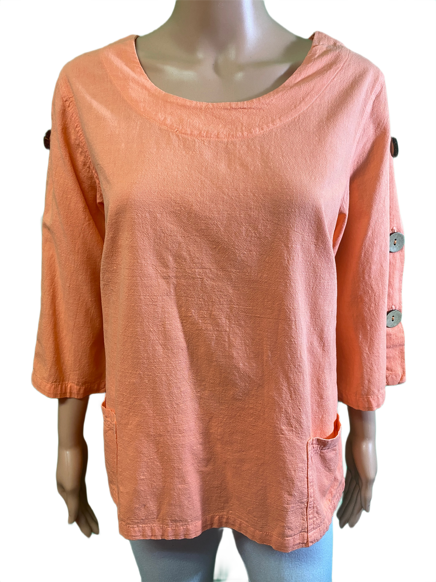 * Coconut Button Sleeve - Sea Breeze Top