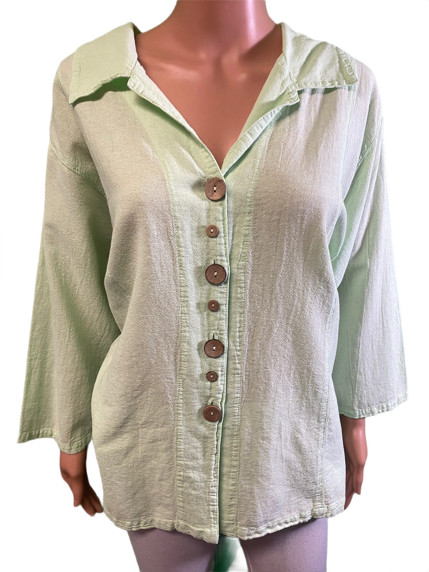 * Miami Gauze Novelty Button - Sea Breeze Top