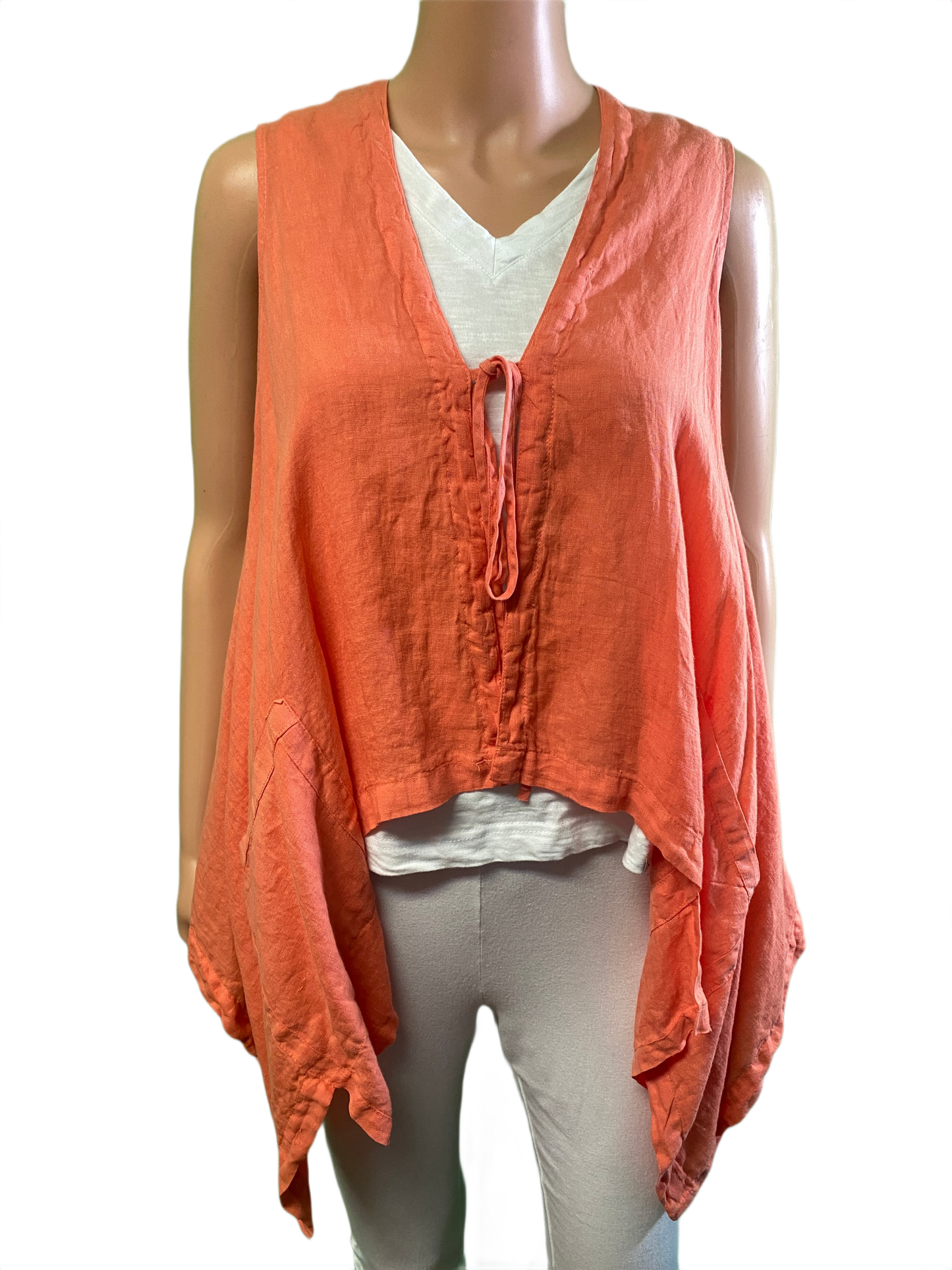 * Linen Vest w/ Tie - Match Point Top