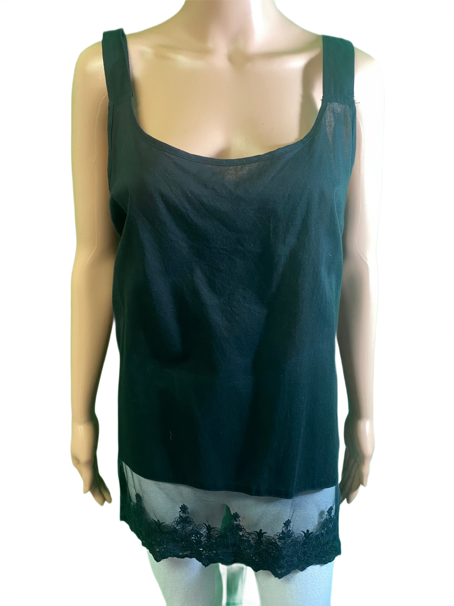 * Black Cotton Lace Hem - Paper Lace Tank