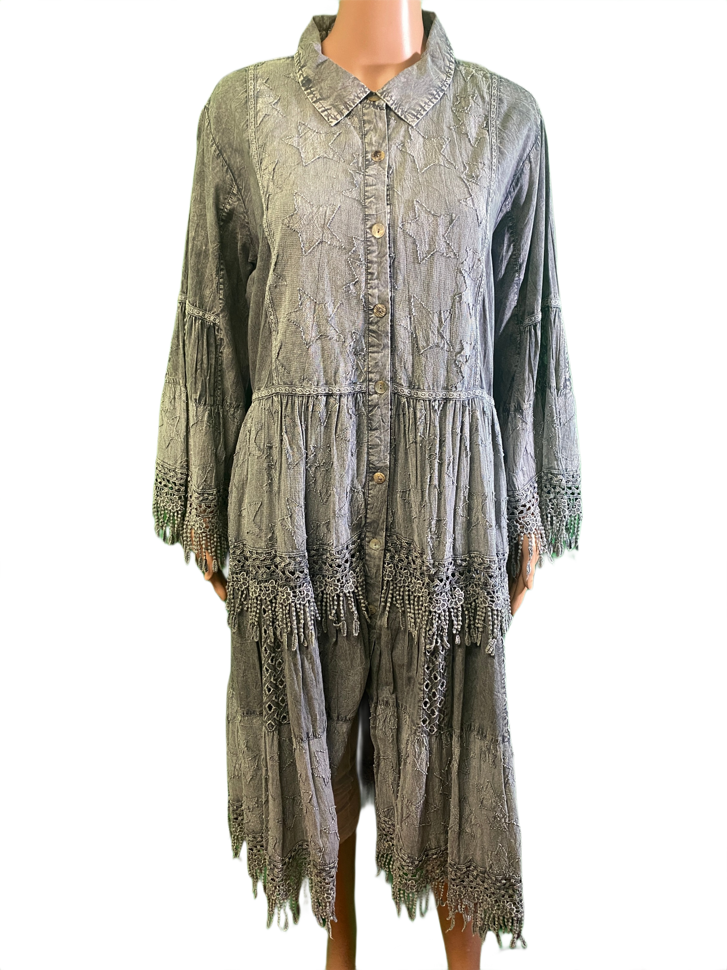 * Lace Star Print Collared - Paper Lace Dress