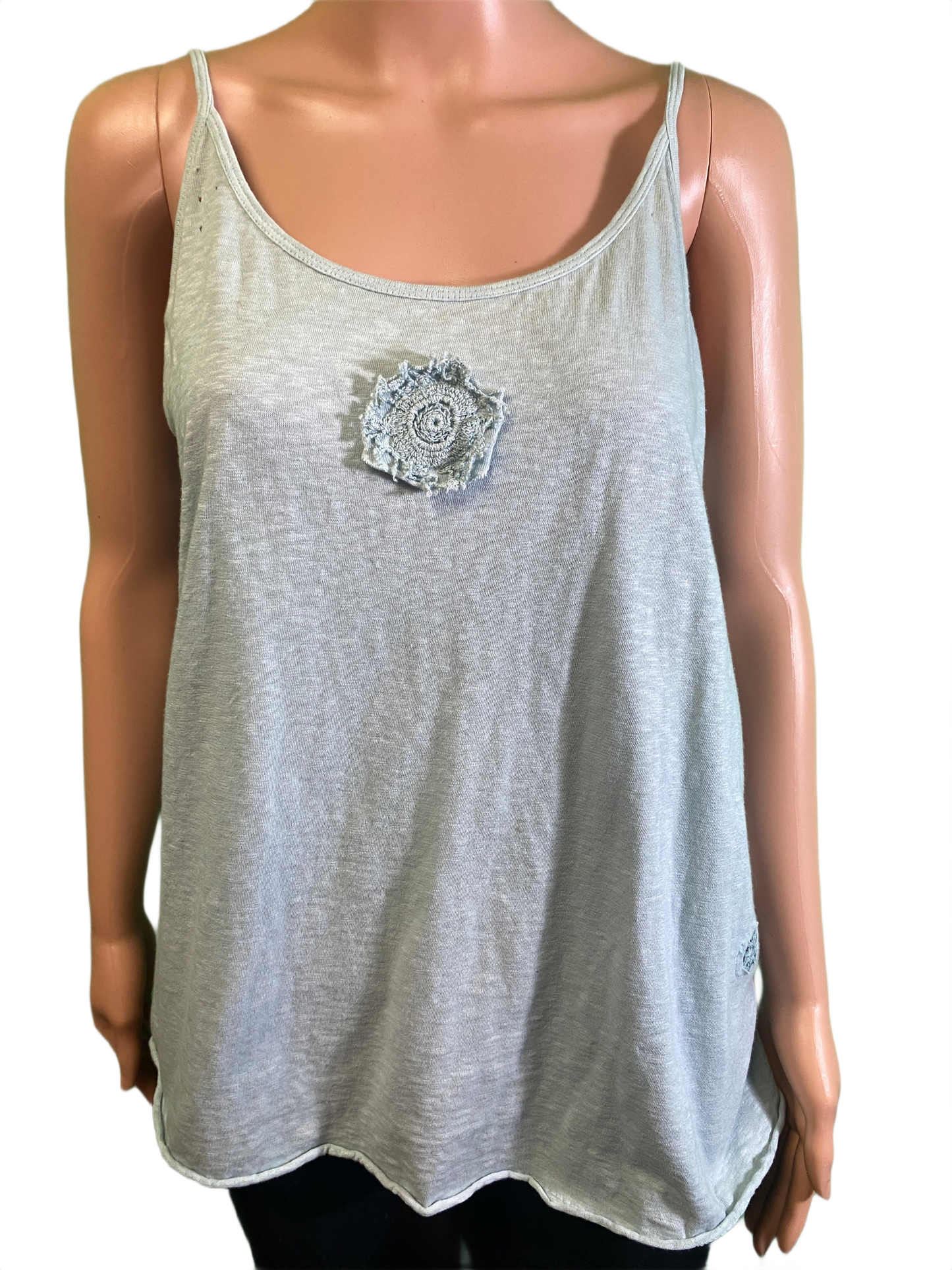 * Lace Short Slit Inset w/ Raw Edges - Paper Lace Tank