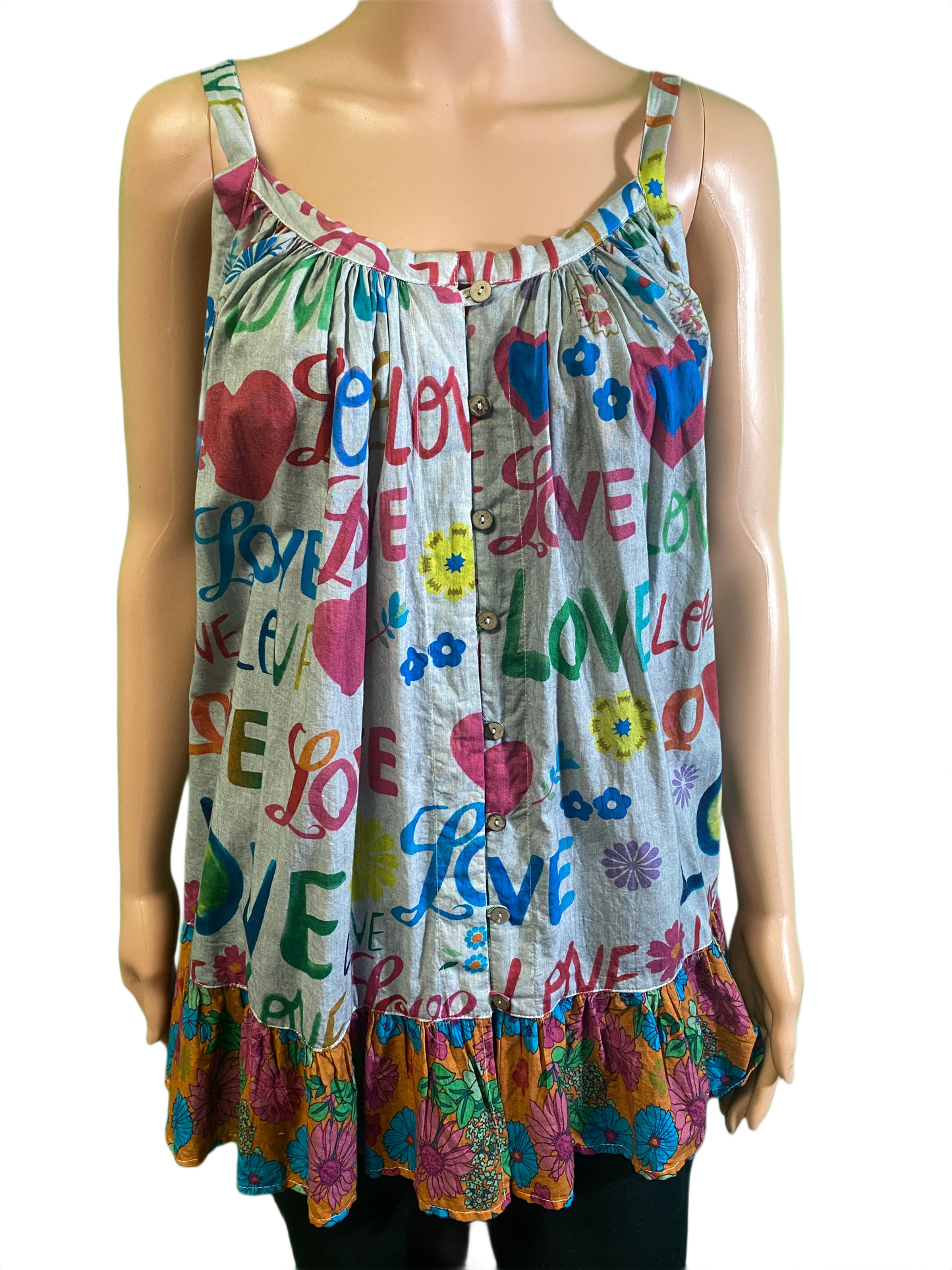 * Love w/ Floral Ruffle - Paper Lace Tank