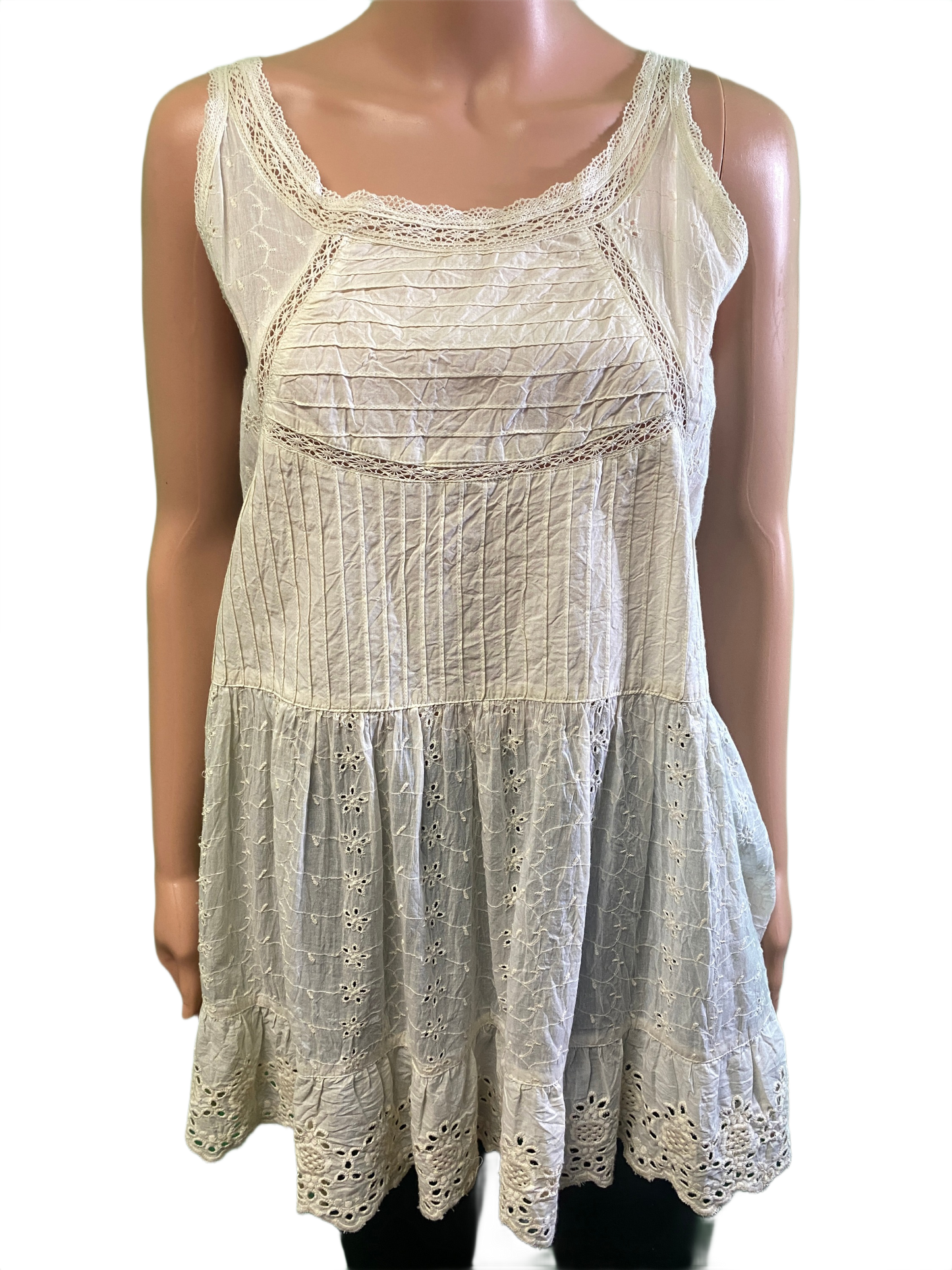 * Lace Straps/Eyelet Hem - Paper Lace Tank