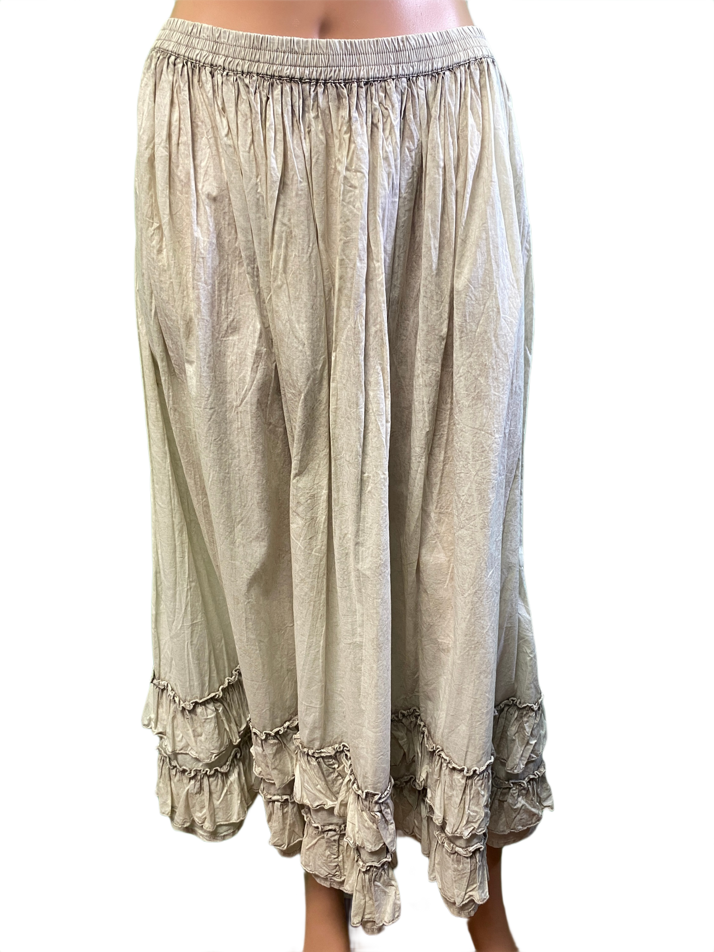 * Light Tea Dye Ruffled - Paper Lace Skirt