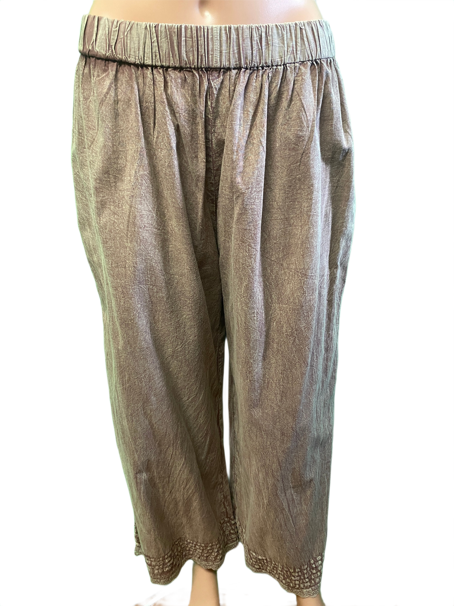* Pleats/Lace at Hem - Paper Lace Pants