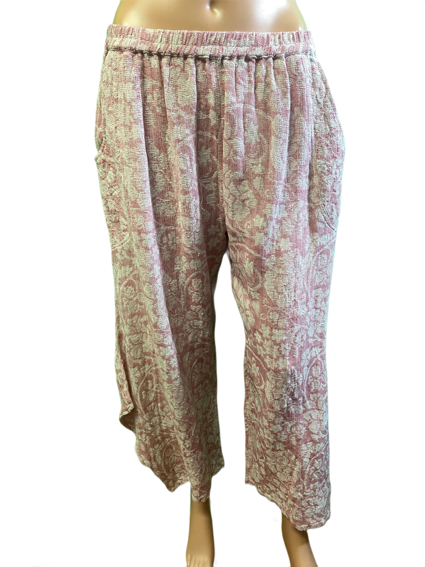 * Cinched Ankle Jacquard - Paper Lace Pants