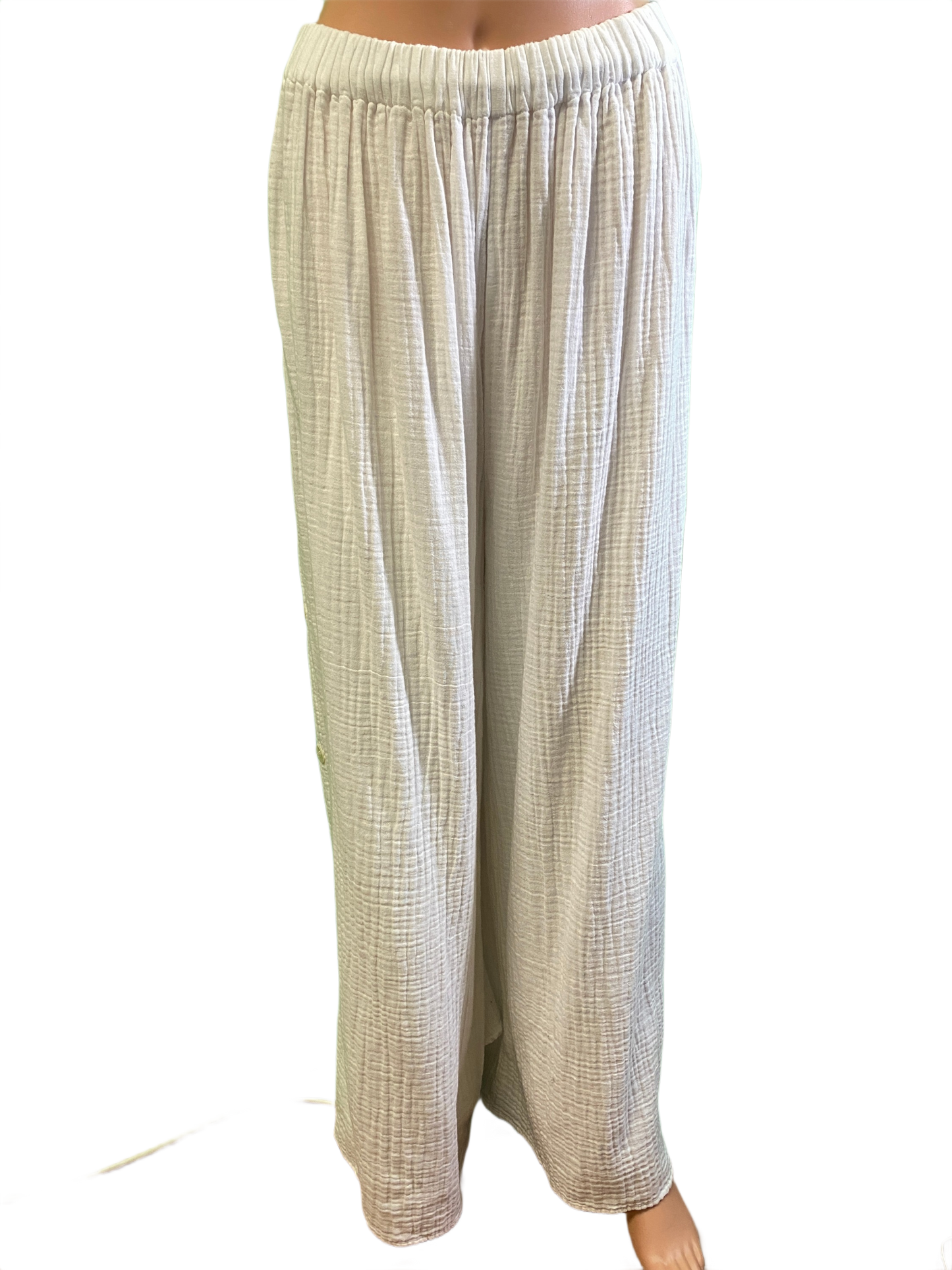 * Button Side Flowy - Paper Lace Pants