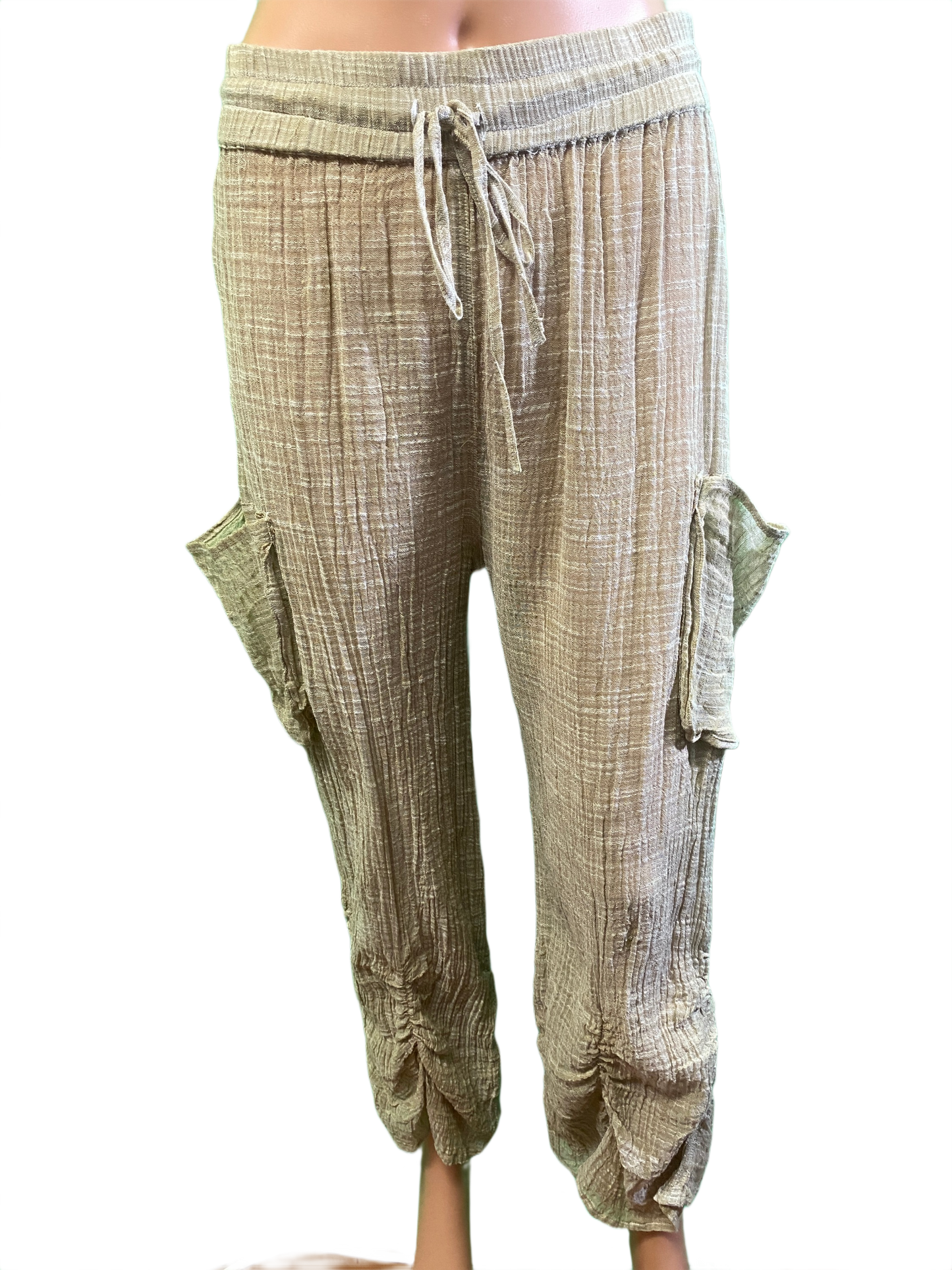 * Crinkle Ankle w/ Ruching - Paper Lace Pants