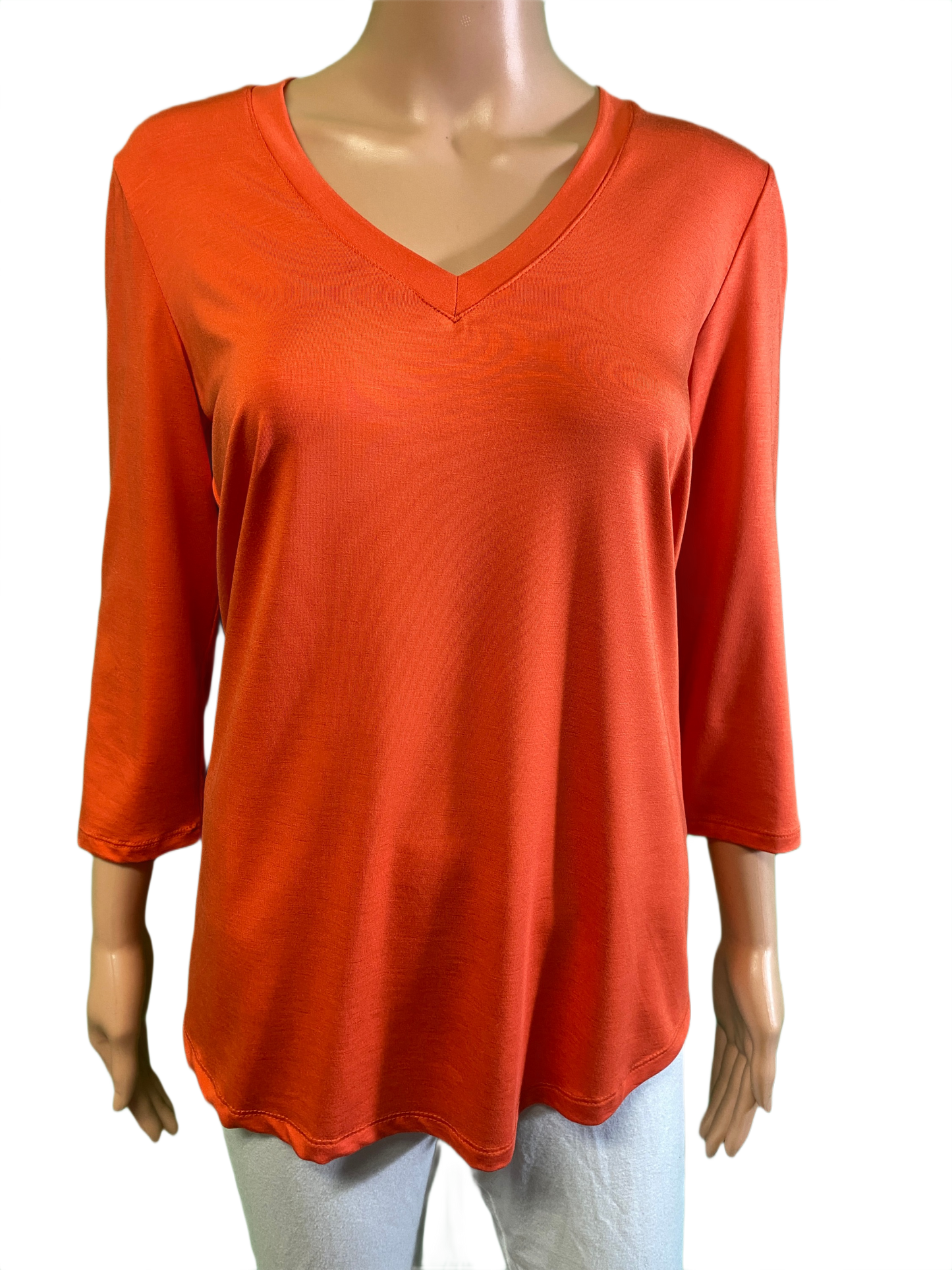 * Bamboo 3/4 Sleeve V-Neck - Pure Essence Top