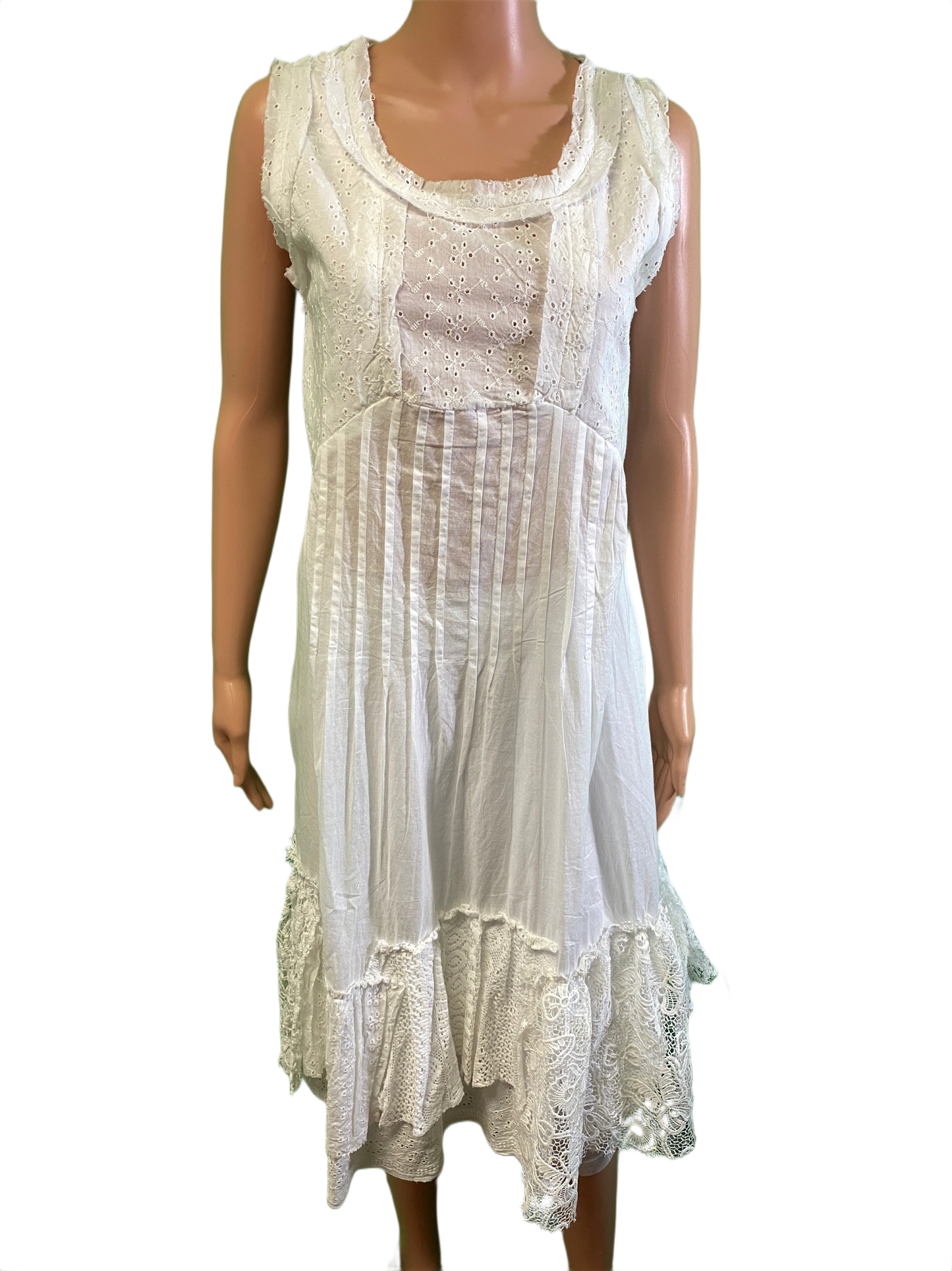 Vintage-Inspired w/ Gathers, Pleats, & Lace Accent - Paper Lace Dress