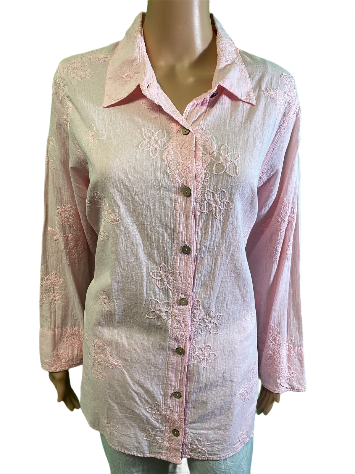 * Paisley Button-Up Collar - Sea Breeze Top