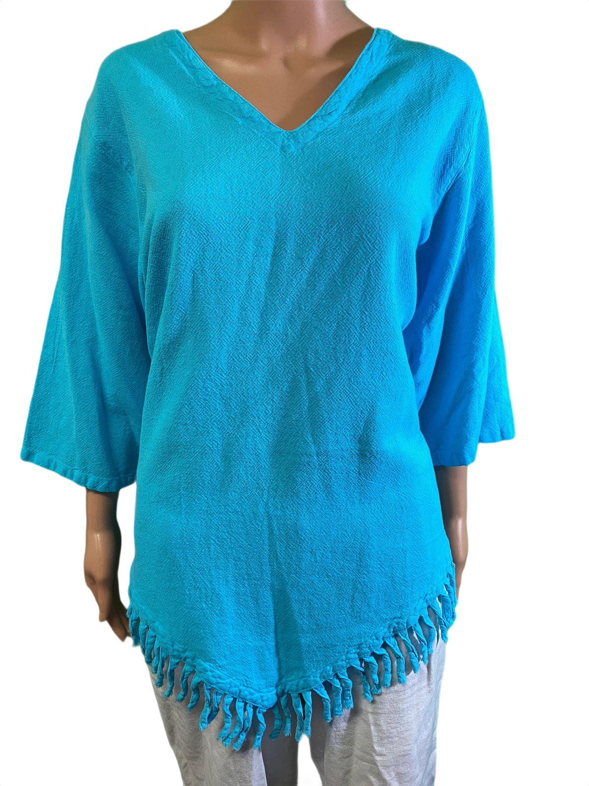 * Sedona Gauze Fringe - Sea Breeze Top