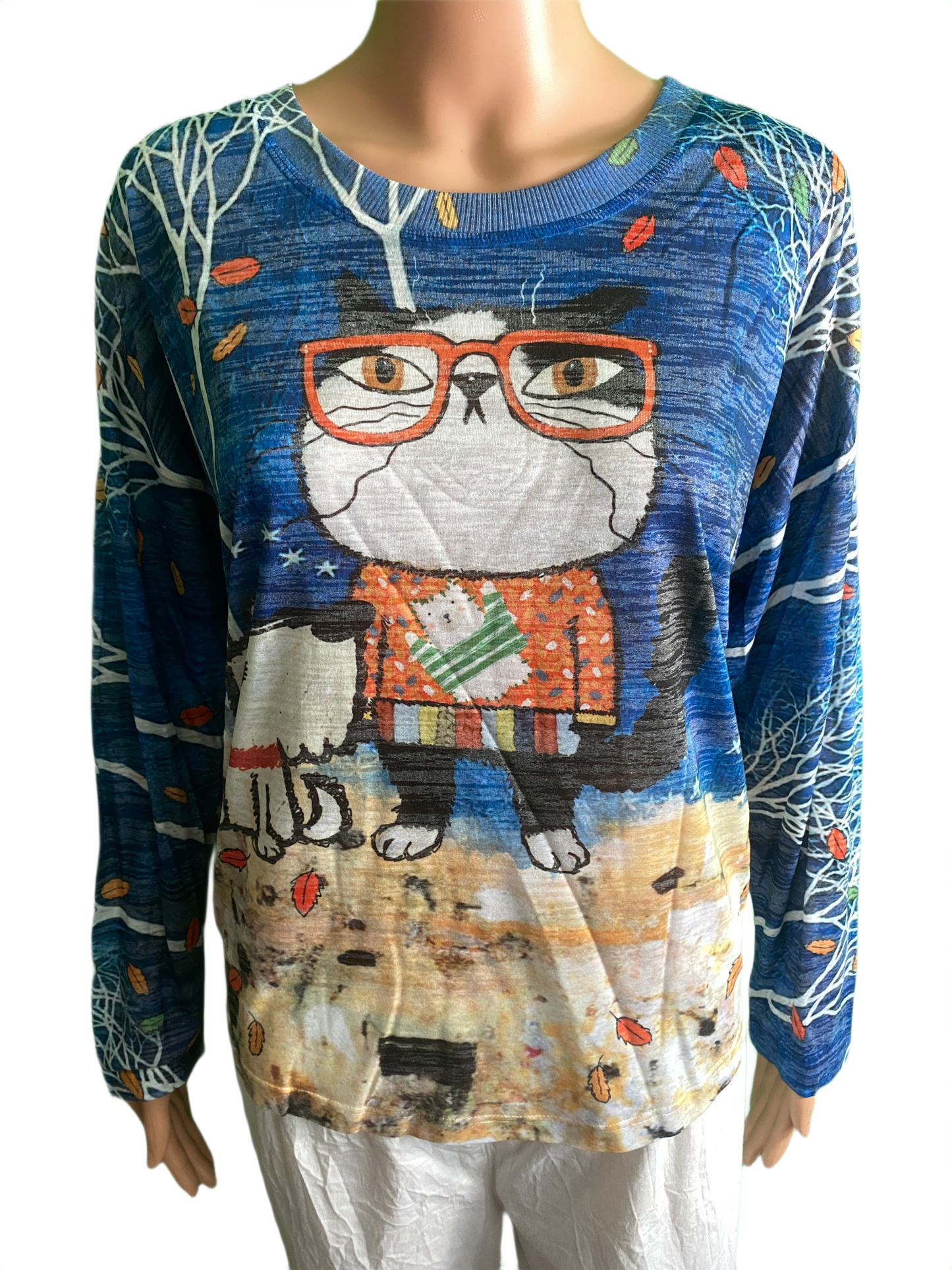 Cat-Scout Burnout Hi-Lo Dolman Sleeve Crew Neck - Inoah Top