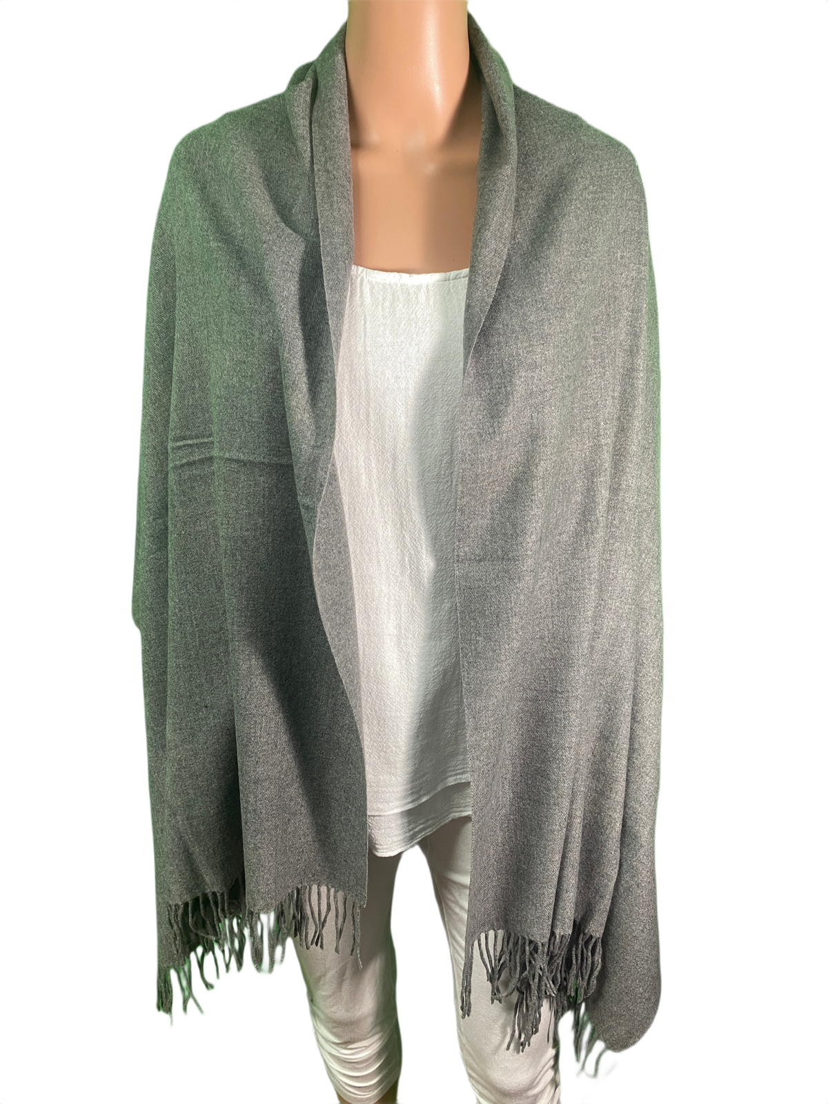 Luxurious Cashmere Blend Shawl Stole w/ Fringe - Designer House Wrap