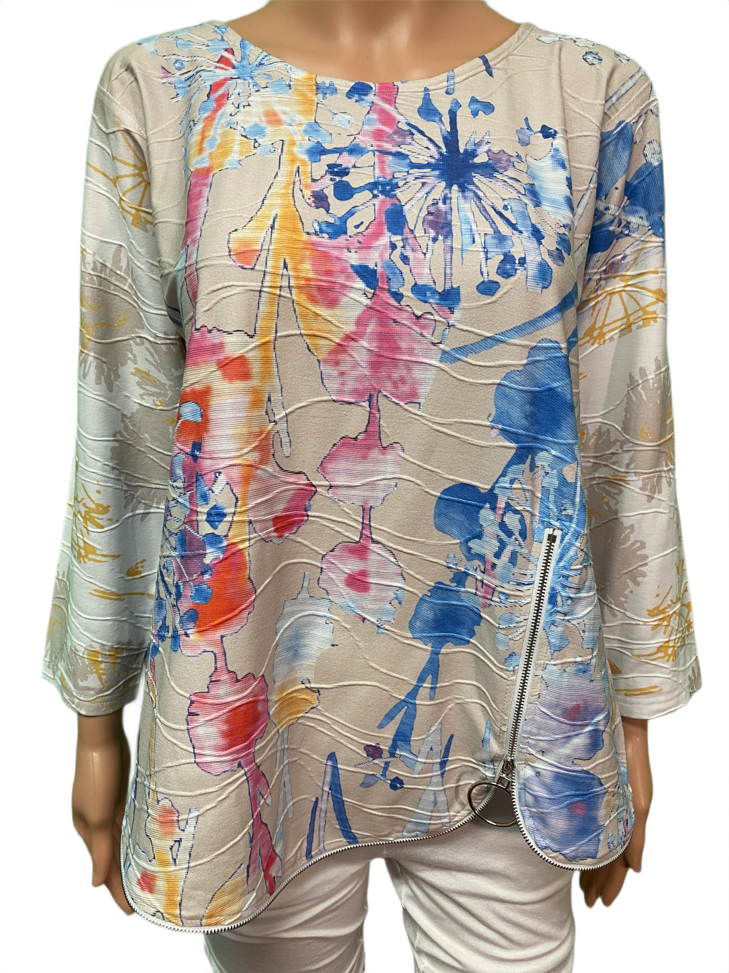 * Zipper Blouse - Cubism Top