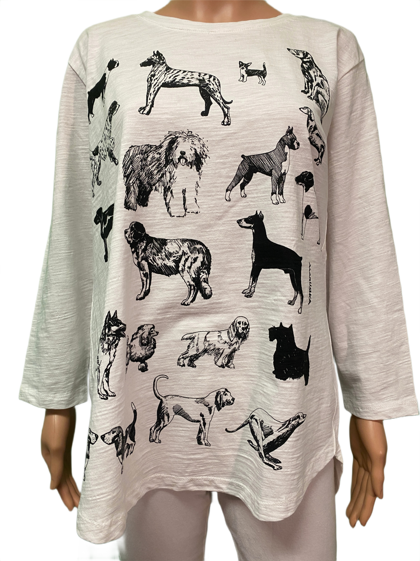 * Dogs 3/4 Sleeve Slub Hi-Lo - Marushka Top