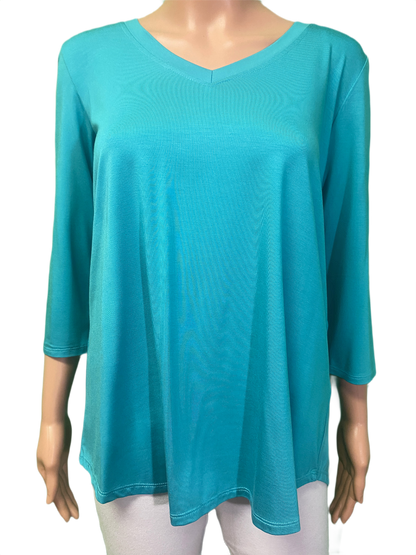 * Bamboo 3/4 Sleeve V-Neck - Pure Essence Top