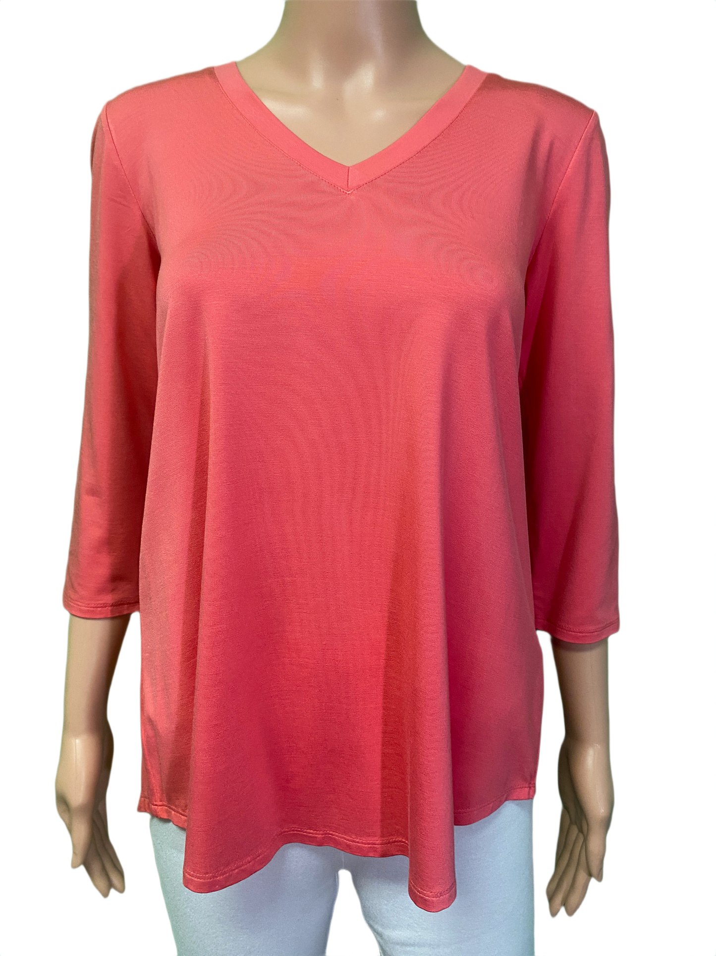 * Bamboo 3/4 Sleeve V-Neck - Pure Essence Top