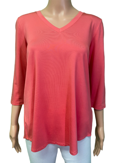 * Bamboo 3/4 Sleeve V-Neck - Pure Essence Top