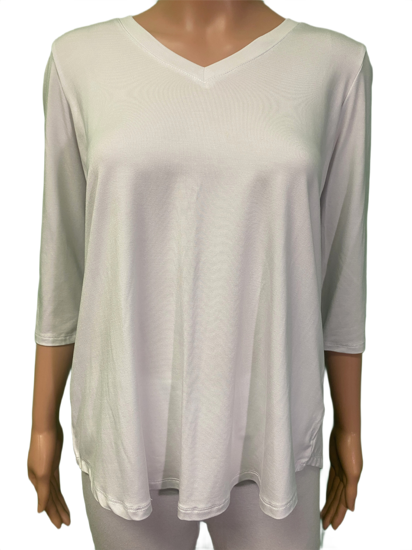 * Bamboo 3/4 Sleeve V-Neck - Pure Essence Top