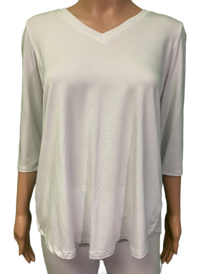 * Bamboo 3/4 Sleeve V-Neck - Pure Essence Top