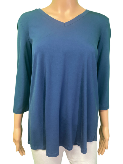 * Bamboo 3/4 Sleeve V-Neck - Pure Essence Top