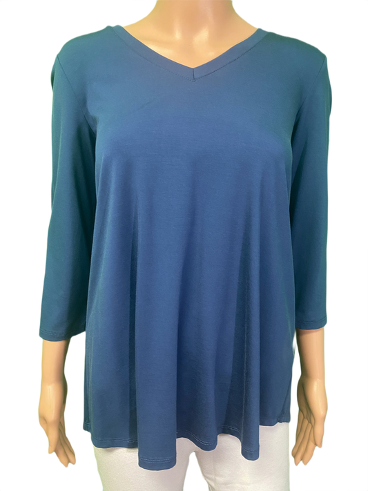 * Bamboo 3/4 Sleeve V-Neck - Pure Essence Top
