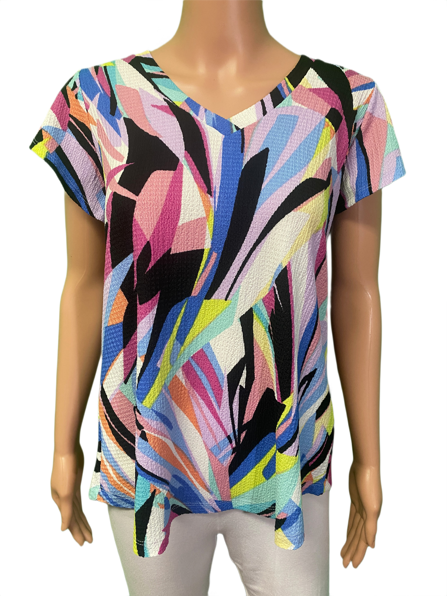 * Abstract Layered Cap-Sleeve - Pure Essence Top