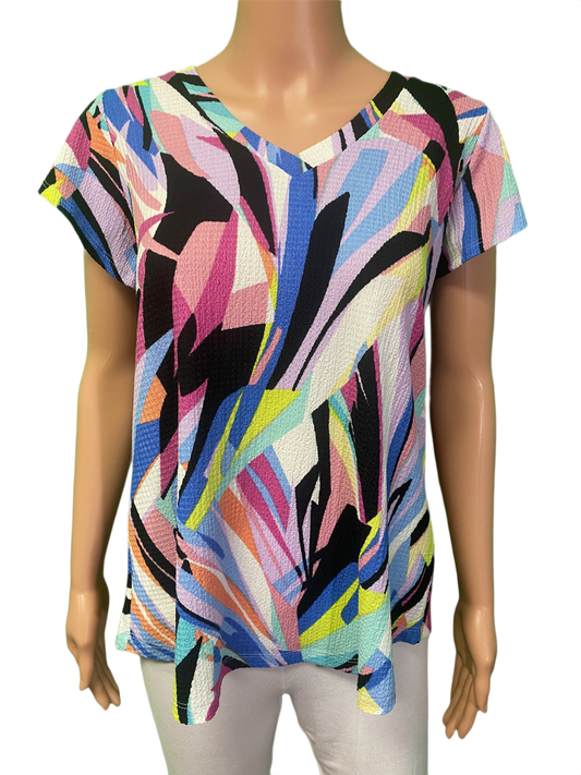 * Abstract Layered Cap-Sleeve - Pure Essence Top