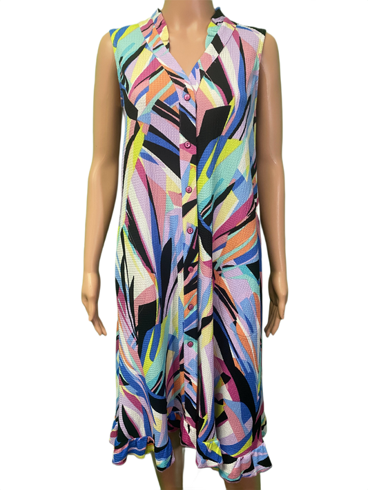 * Abstract Button-Up Ruffle - Pure Essence Dress