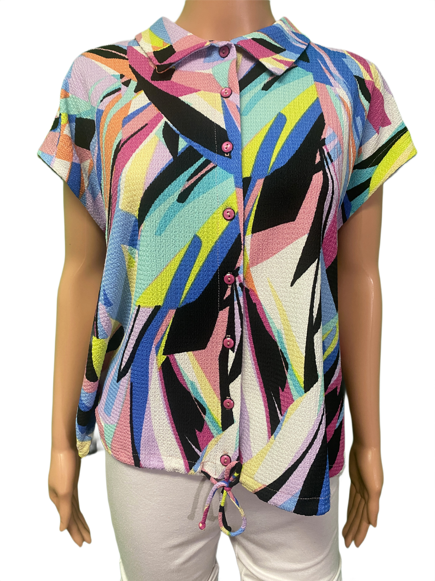 * Abstract Button-Up Collared - Pure Essence Top