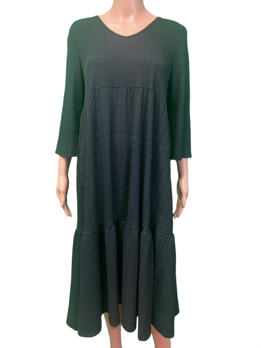 * Wide Ruffle Hem V-Neck - Pure Essence Dress