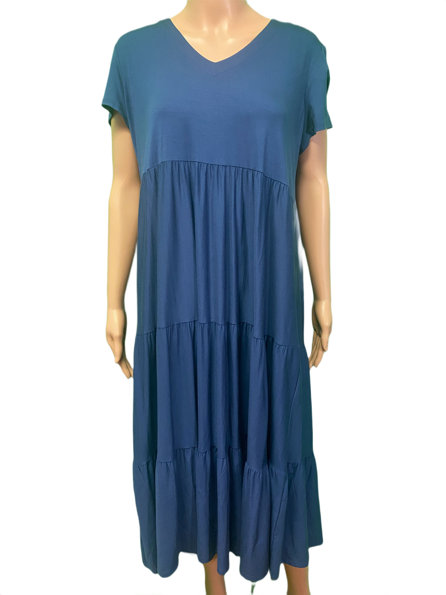 * Long Bamboo Shortsleeve Tiered - Pure Essence Dress