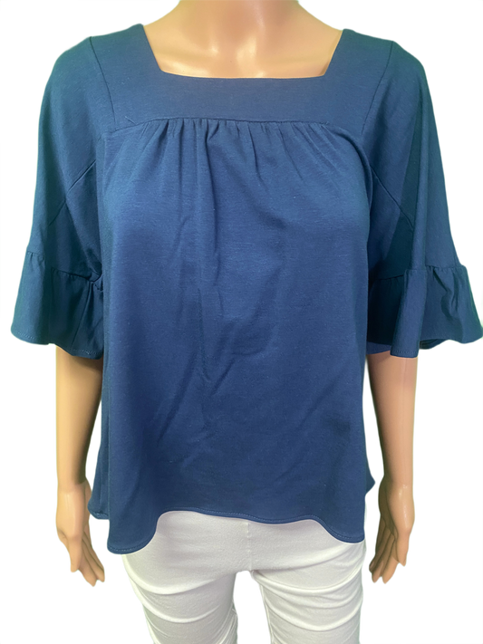 * Square Neck Bamboo Ruffle Sleeve - Pure Essence Top