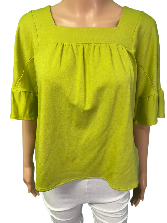 * Square Neck Bamboo Ruffle Sleeve - Pure Essence Top